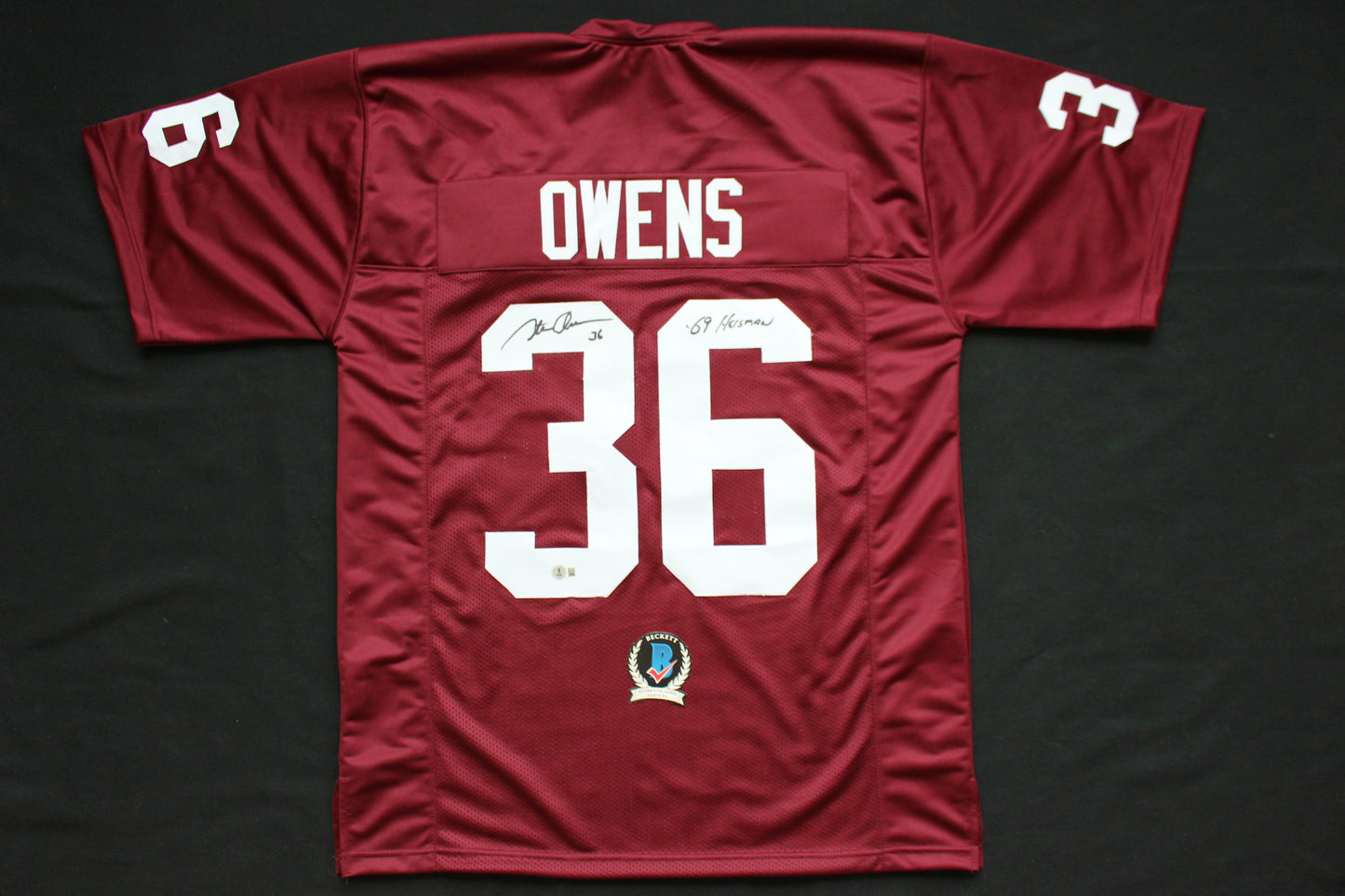 STEVE OWENS OU SOONERS SIGNED JERSEY w/69 HEISMAN Detroit Lions BAS COA
