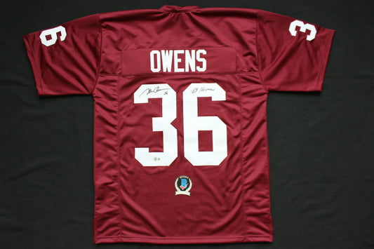 STEVE OWENS OU SOONERS SIGNED JERSEY w/69 HEISMAN Detroit Lions BAS COA