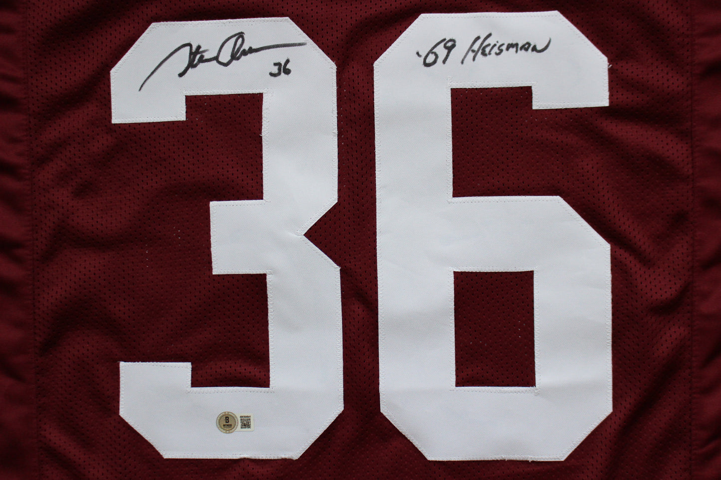 STEVE OWENS OU SOONERS SIGNED JERSEY w/69 HEISMAN Detroit Lions BAS COA