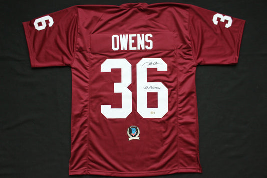STEVE OWENS OU SOONERS SIGNED JERSEY w/69 HEISMAN Detroit Lions BAS COA