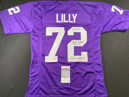 BOB LILLY TCU HORNED FROGS SIGNED JERSEY w/3INSC Dallas Cowboys JSA