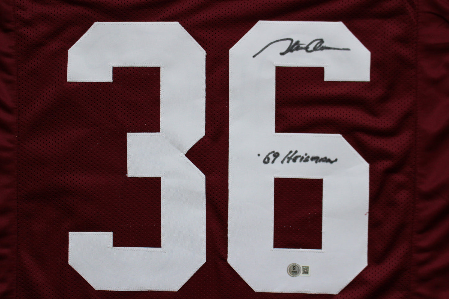 STEVE OWENS OU SOONERS SIGNED JERSEY w/69 HEISMAN Detroit Lions BAS COA