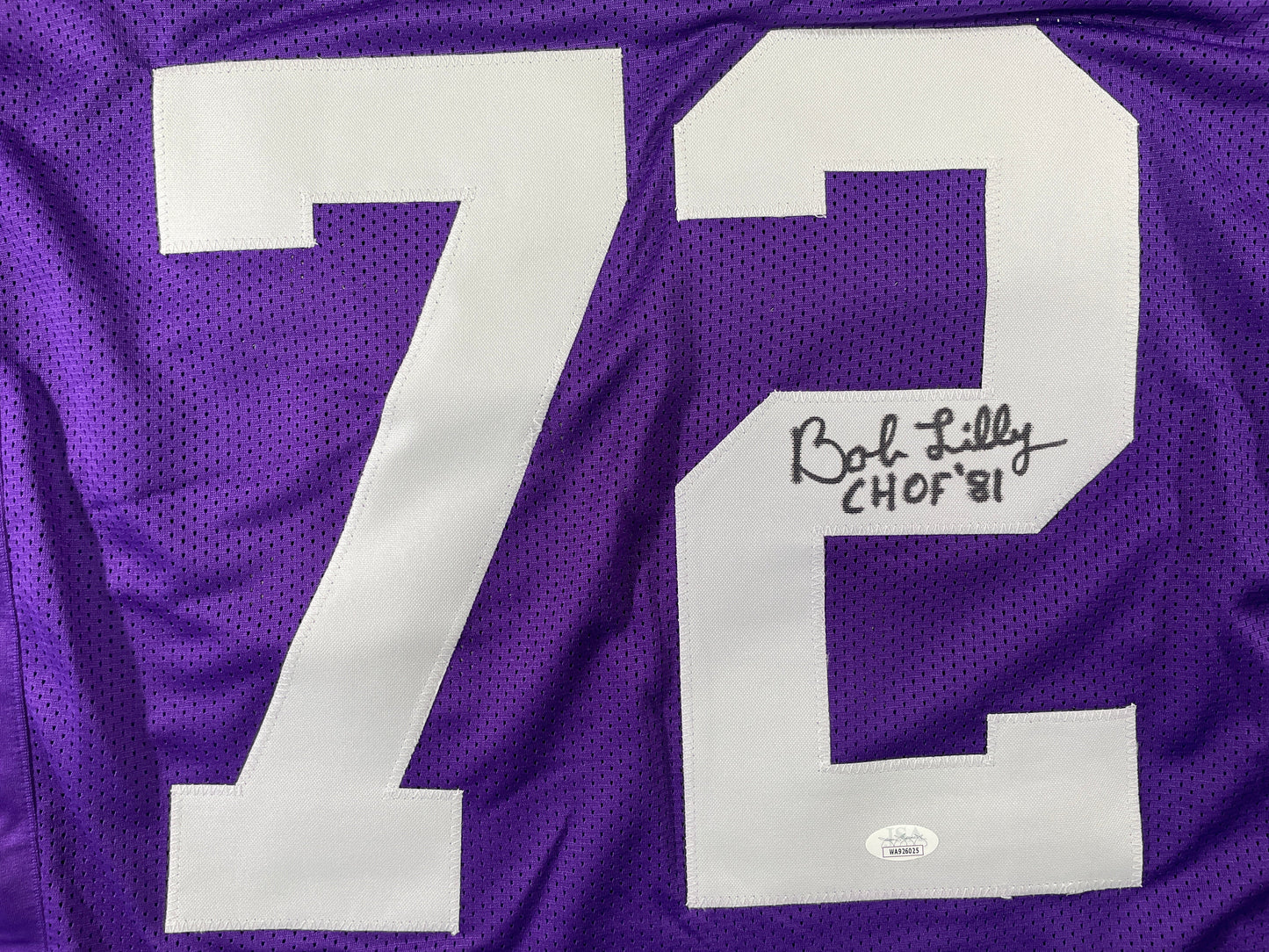 BOB LILLY TCU HORNED FROGS SIGNED STAT JERSEY w/CHOF 81 Dallas Cowboys JSA