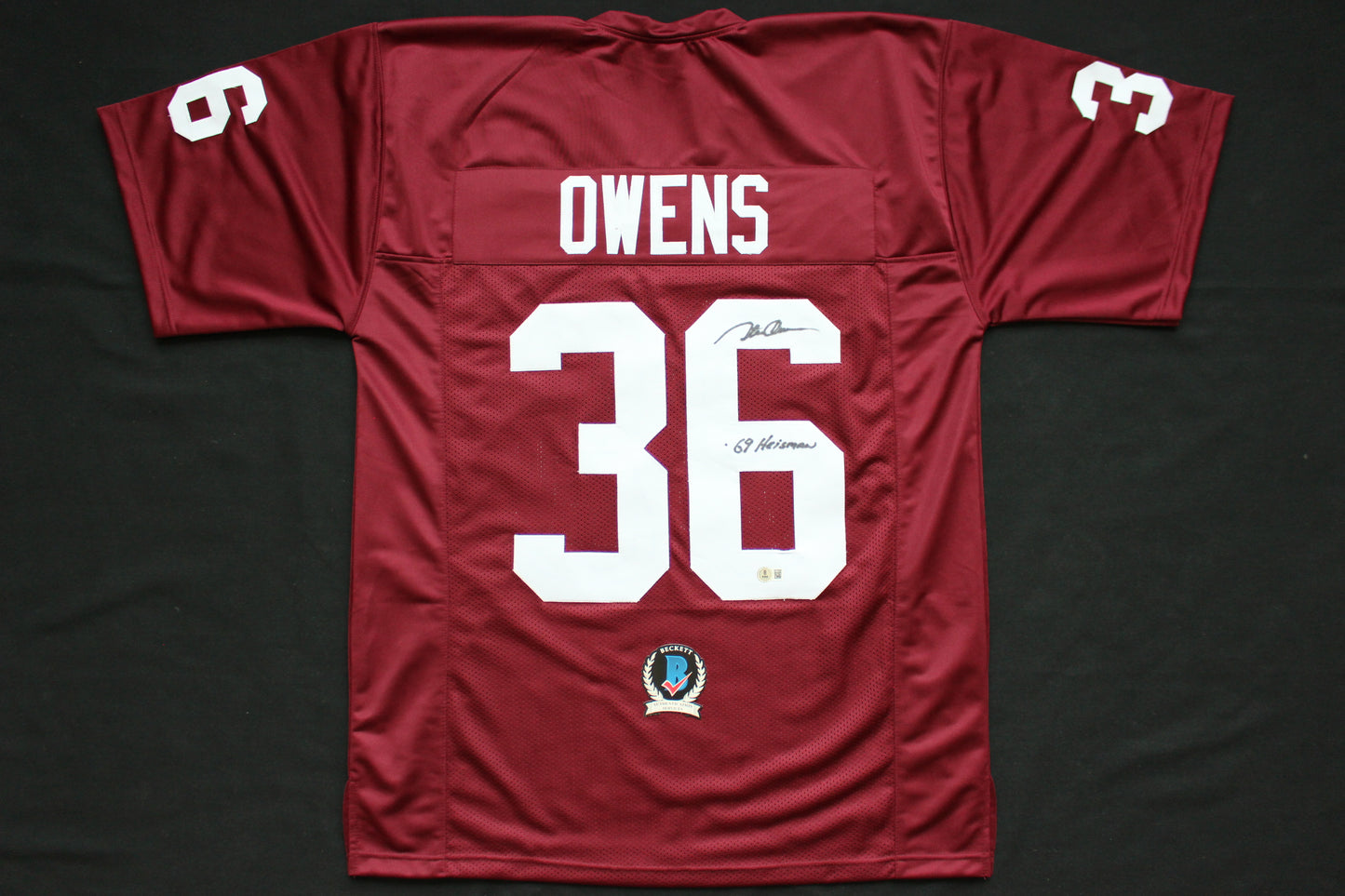 STEVE OWENS OU SOONERS SIGNED JERSEY w/69 HEISMAN Detroit Lions BAS COA