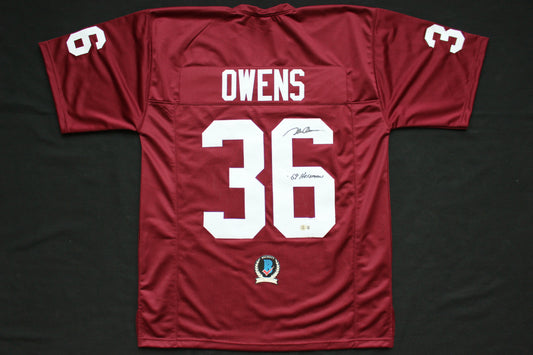 STEVE OWENS OU SOONERS SIGNED JERSEY w/69 HEISMAN Detroit Lions BAS COA