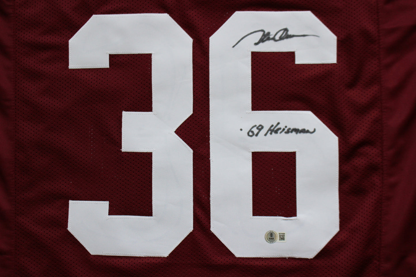 STEVE OWENS OU SOONERS SIGNED JERSEY w/69 HEISMAN Detroit Lions BAS COA