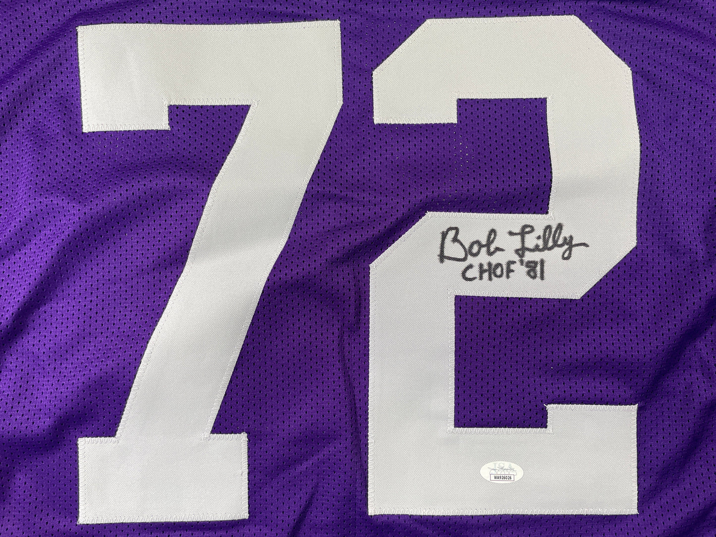 BOB LILLY TCU HORNED FROGS SIGNED STAT JERSEY w/CHOF 81 Dallas Cowboys JSA