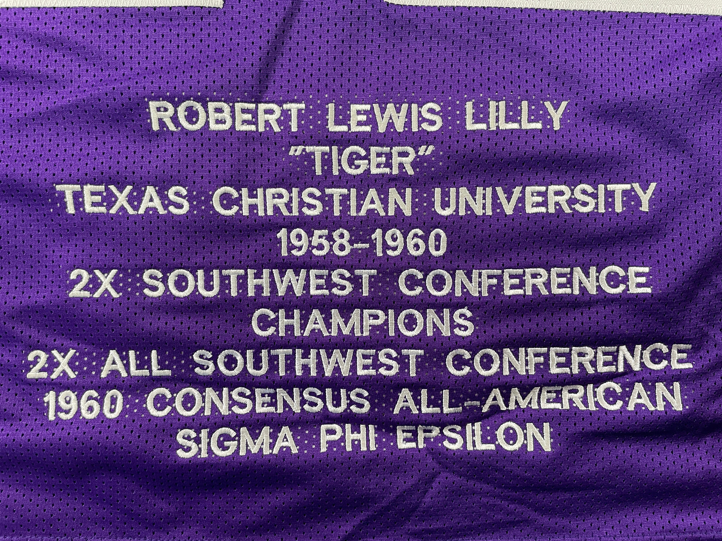 BOB LILLY TCU HORNED FROGS SIGNED STAT JERSEY w/CHOF 81 Dallas Cowboys JSA