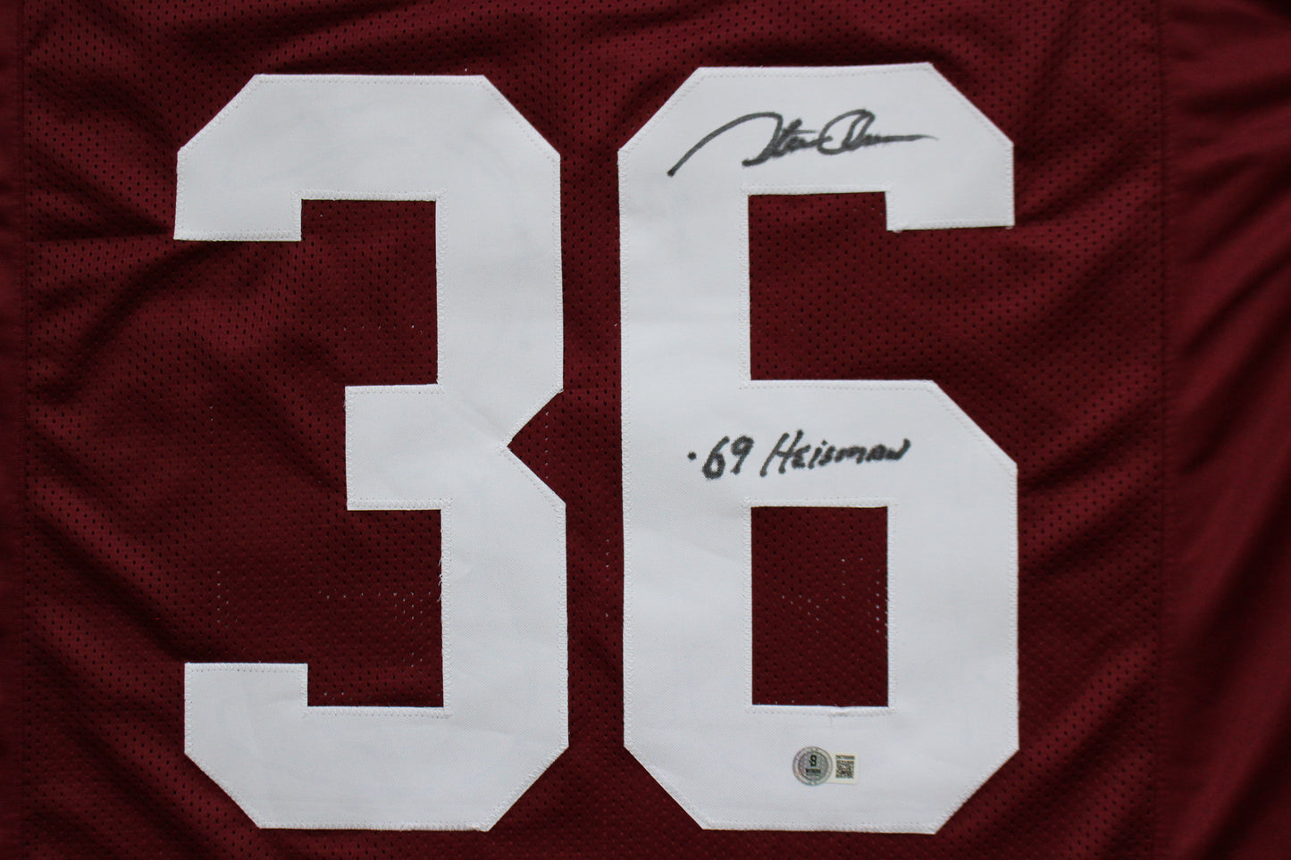 STEVE OWENS OU SOONERS SIGNED JERSEY w/69 HEISMAN Detroit Lions BAS COA
