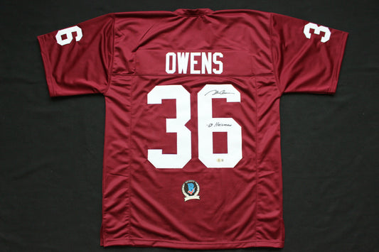 STEVE OWENS OU SOONERS SIGNED JERSEY w/69 HEISMAN Detroit Lions BAS COA