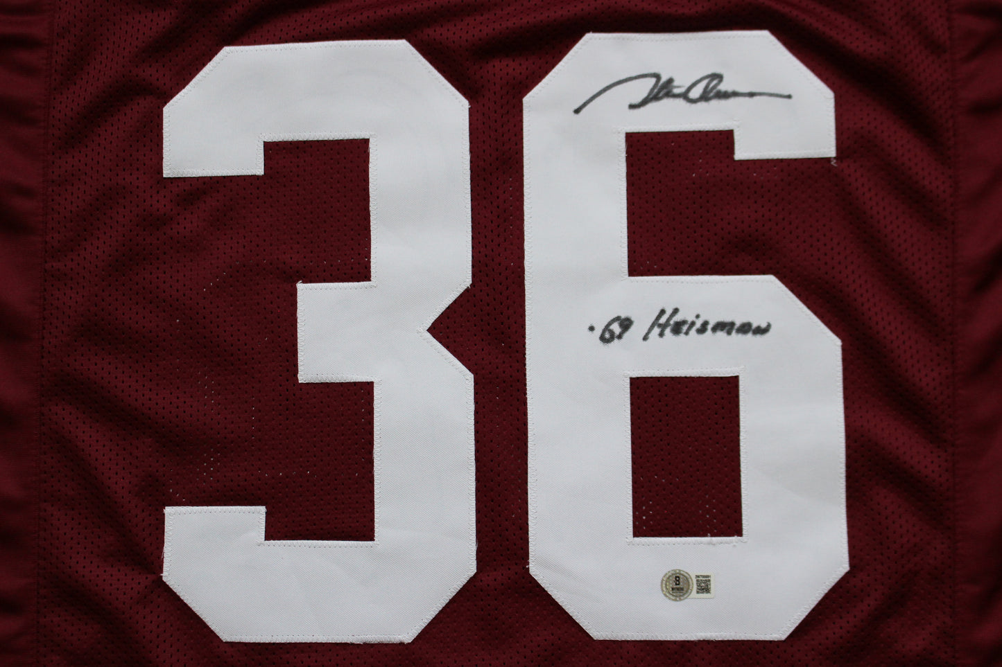 STEVE OWENS OU SOONERS SIGNED JERSEY w/69 HEISMAN Detroit Lions BAS COA