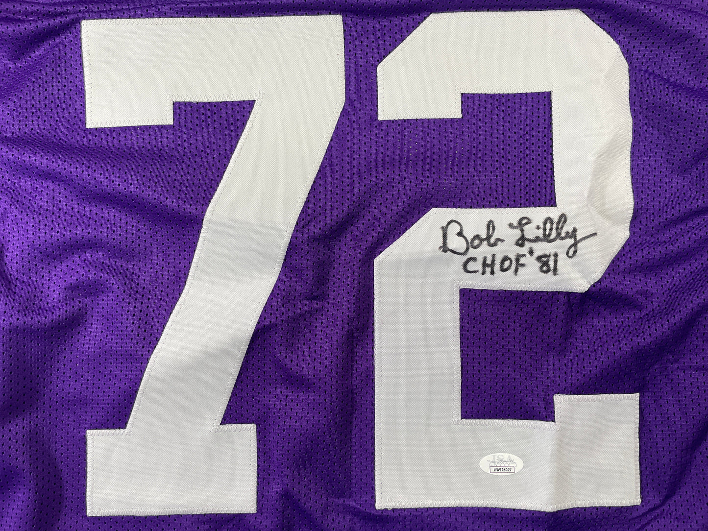 BOB LILLY TCU HORNED FROGS SIGNED STAT JERSEY w/CHOF 81 Dallas Cowboys JSA
