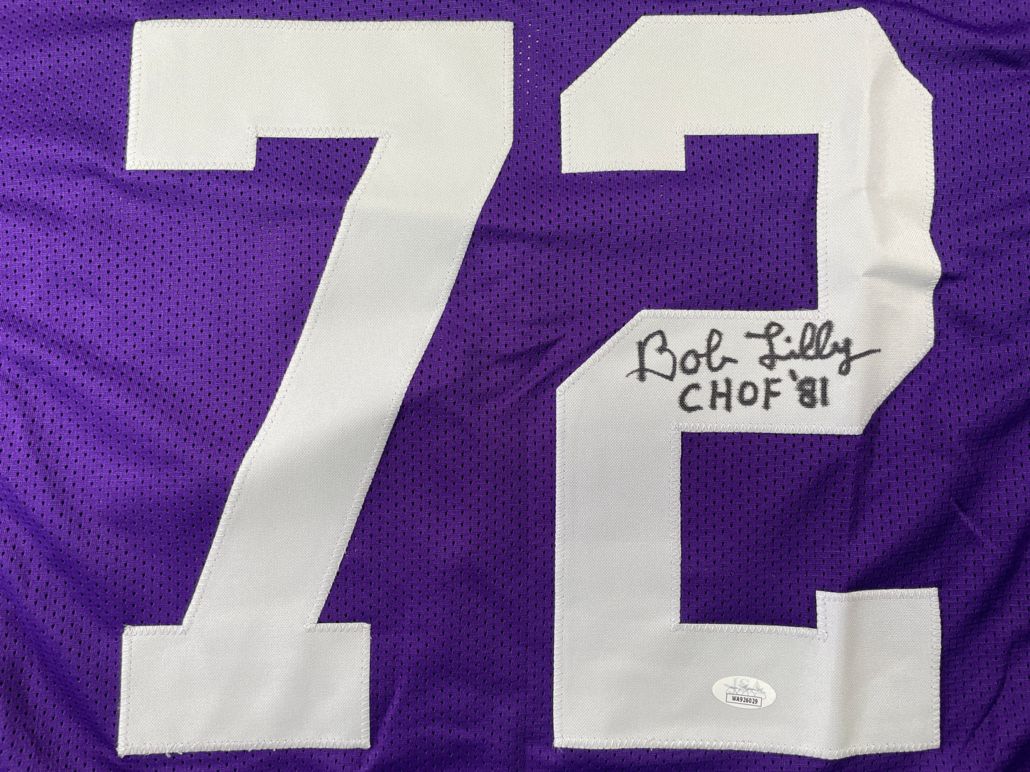 BOB LILLY TCU HORNED FROGS SIGNED STAT JERSEY w/CHOF 81 Dallas Cowboys JSA