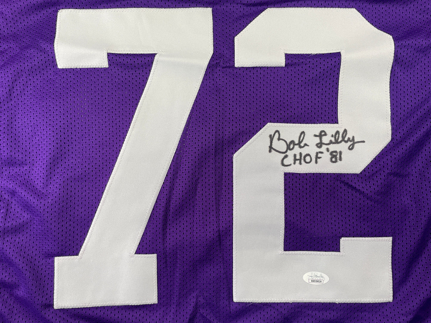 BOB LILLY TCU HORNED FROGS SIGNED STAT JERSEY w/CHOF 81 Dallas Cowboys JSA
