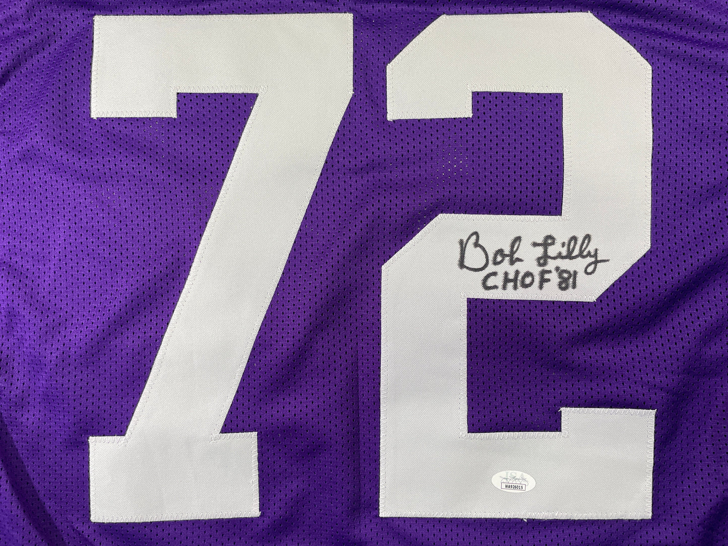 BOB LILLY TCU HORNED FROGS SIGNED STAT JERSEY w/CHOF 81 Dallas Cowboys JSA