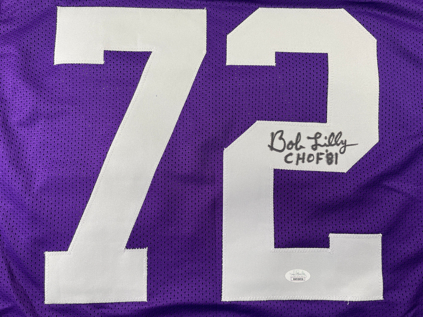 BOB LILLY TCU HORNED FROGS SIGNED STAT JERSEY w/CHOF 81 Dallas Cowboys JSA