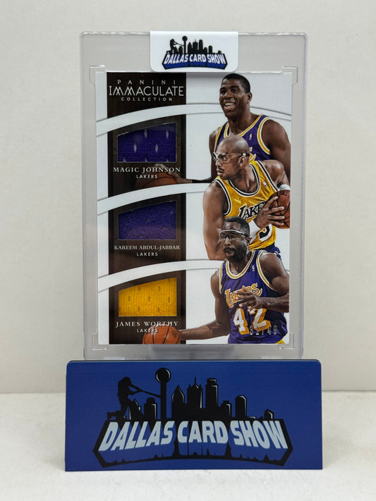 2014-15 Immaculate Johnson,Abdul-Jabbar,Worthy Game Worn Triple Jersey Relic /49
