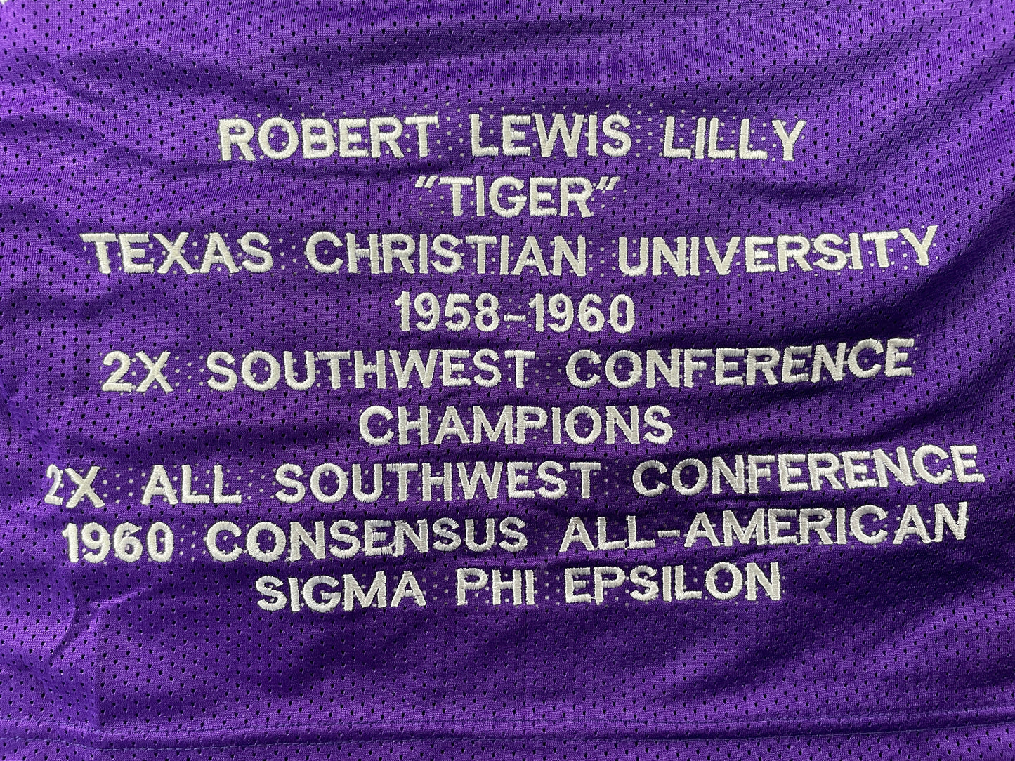 BOB LILLY TCU HORNED FROGS SIGNED STAT JERSEY w/CHOF 81 Dallas Cowboys JSA