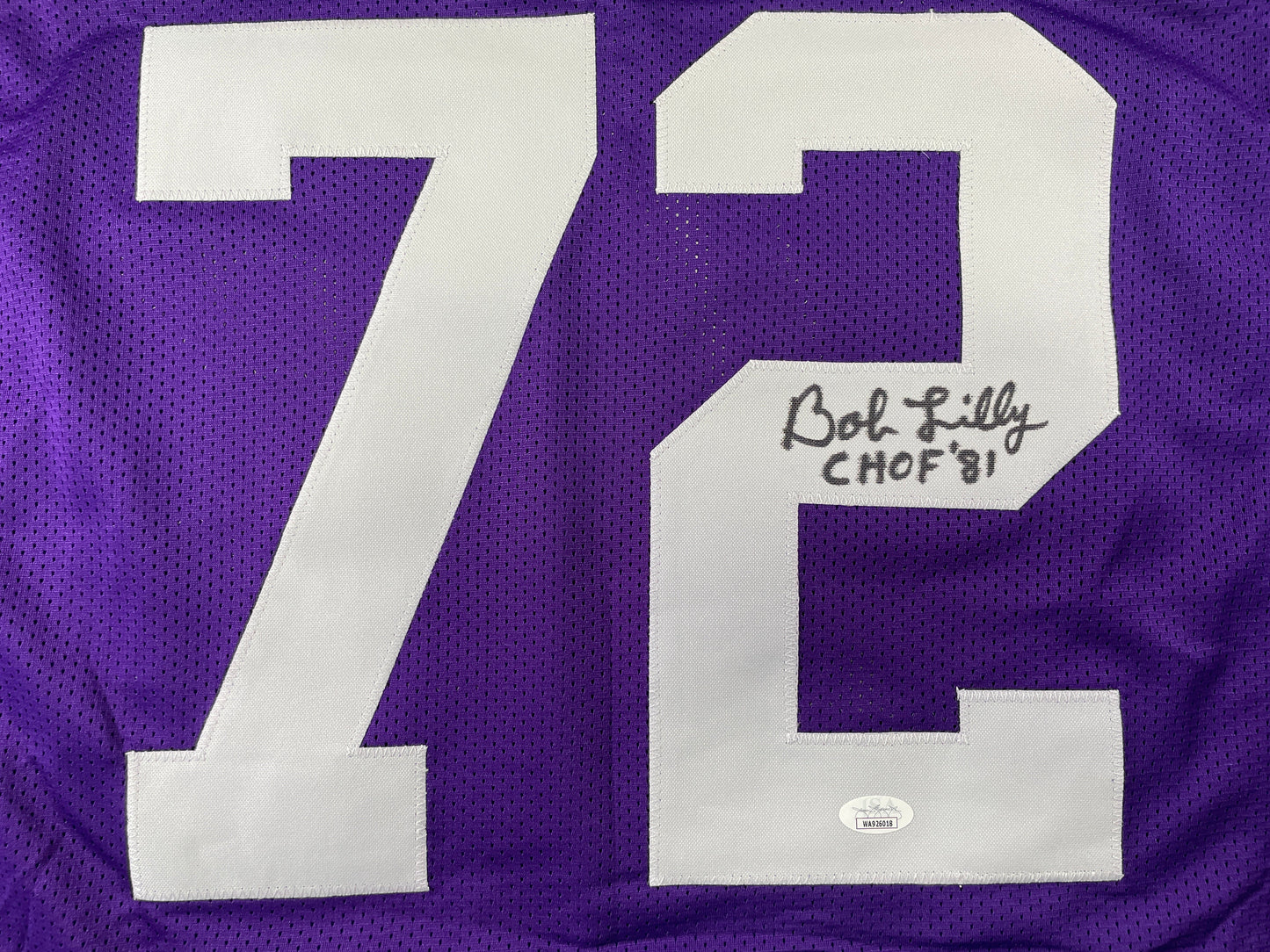 BOB LILLY TCU HORNED FROGS SIGNED STAT JERSEY w/CHOF 81 Dallas Cowboys JSA
