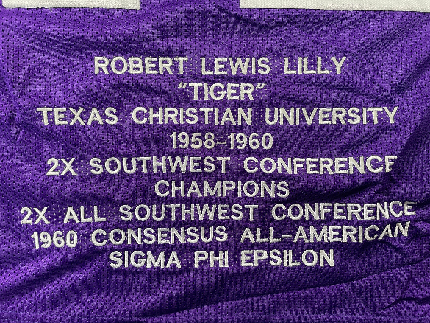 BOB LILLY TCU HORNED FROGS SIGNED STAT JERSEY w/CHOF 81 Dallas Cowboys JSA
