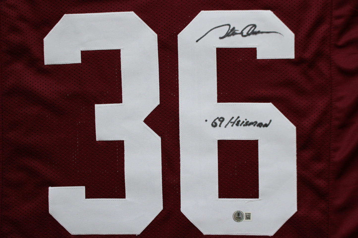STEVE OWENS OU SOONERS SIGNED JERSEY w/69 HEISMAN Detroit Lions BAS COA