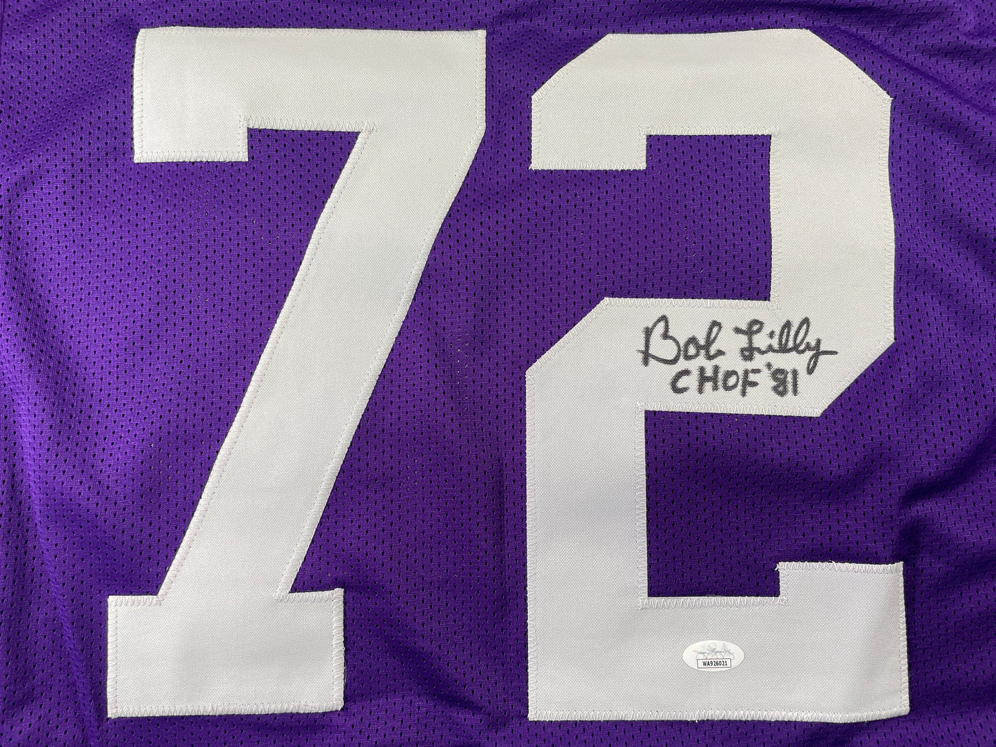 BOB LILLY TCU HORNED FROGS SIGNED STAT JERSEY w/CHOF 81 Dallas Cowboys JSA
