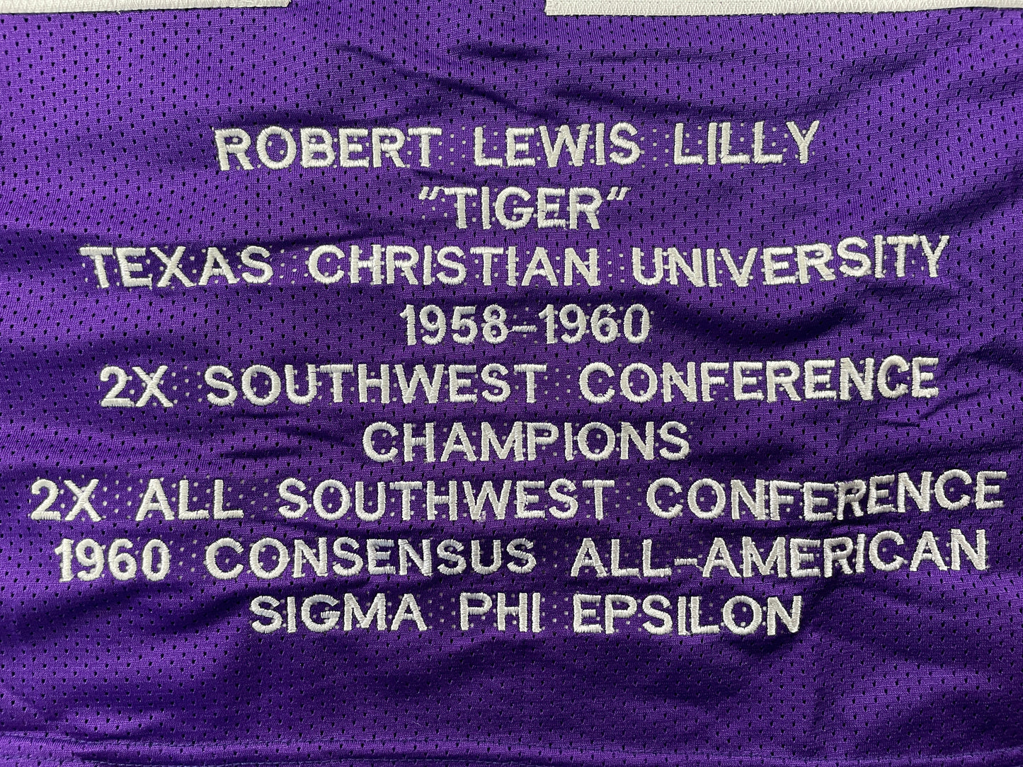 BOB LILLY TCU HORNED FROGS SIGNED STAT JERSEY w/CHOF 81 Dallas Cowboys JSA
