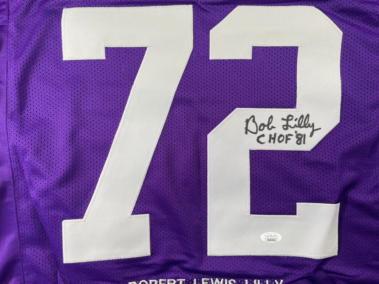 BOB LILLY TCU HORNED FROGS SIGNED STAT JERSEY w/CHOF 81 Dallas Cowboys JSA