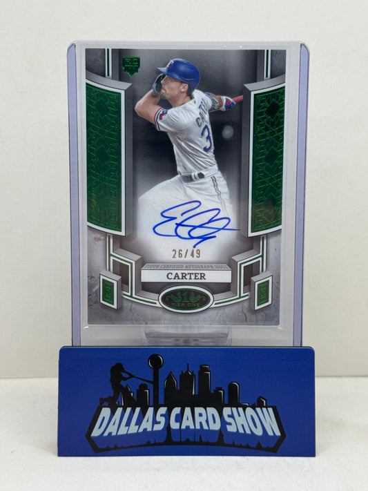 2024 Topps Tier One #BOA-EC Evan Carter Emerald Break Out Rookie Autograph /49
