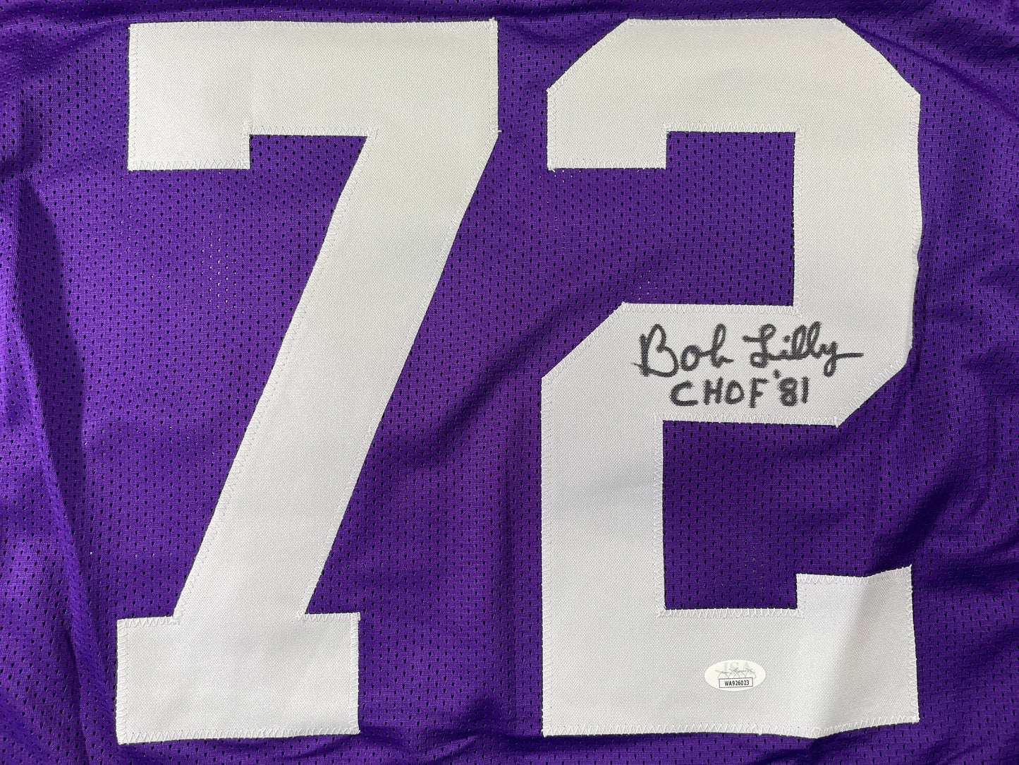 BOB LILLY TCU HORNED FROGS SIGNED STAT JERSEY w/CHOF 81 Dallas Cowboys JSA