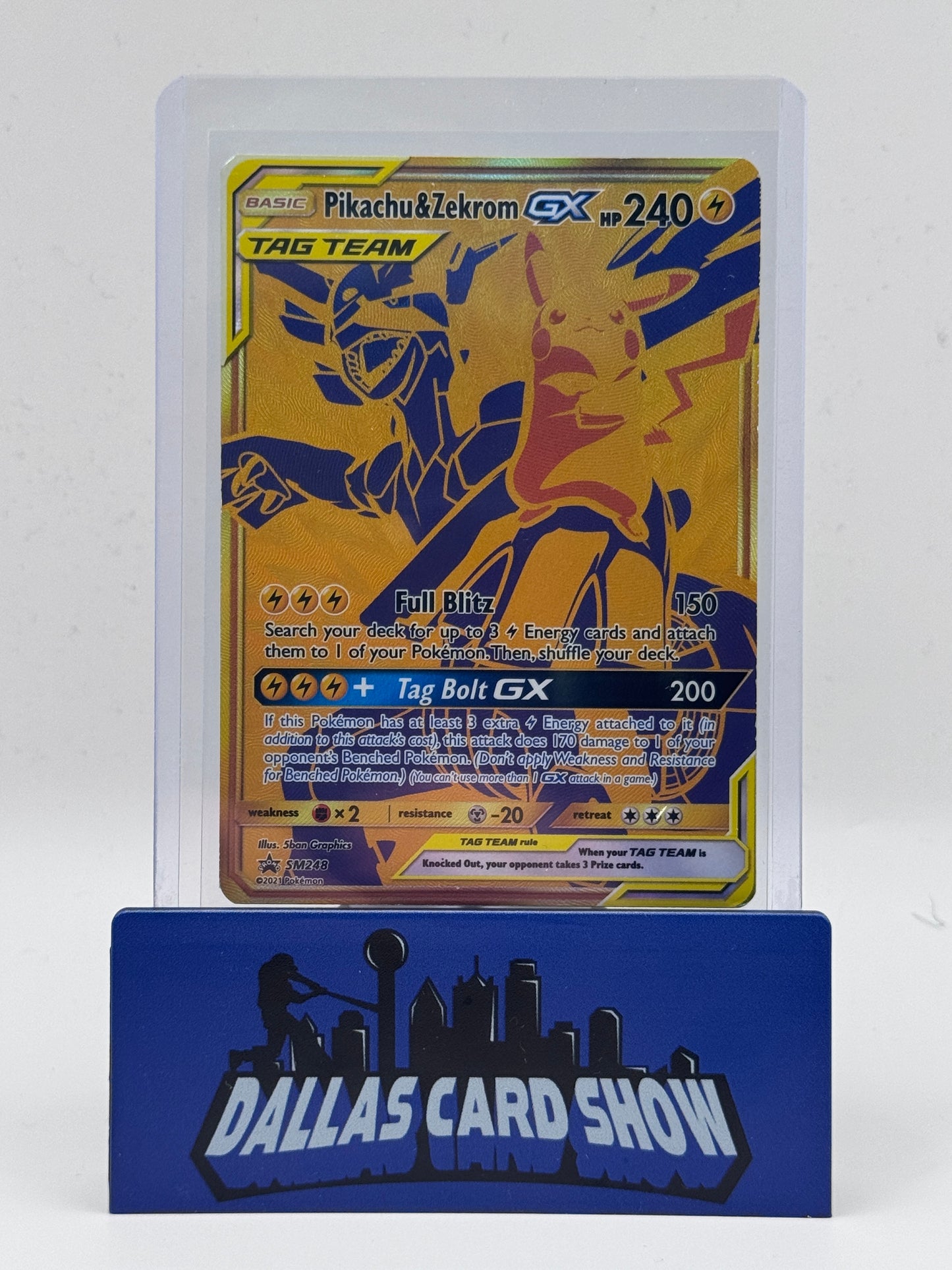 2021 Pokemon - Pikachu & Zekrom GX (Gold Promo) - SM248 Black Star Promo LP