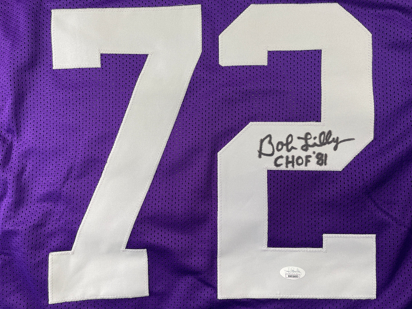 BOB LILLY TCU HORNED FROGS SIGNED STAT JERSEY w/CHOF 81 Dallas Cowboys JSA