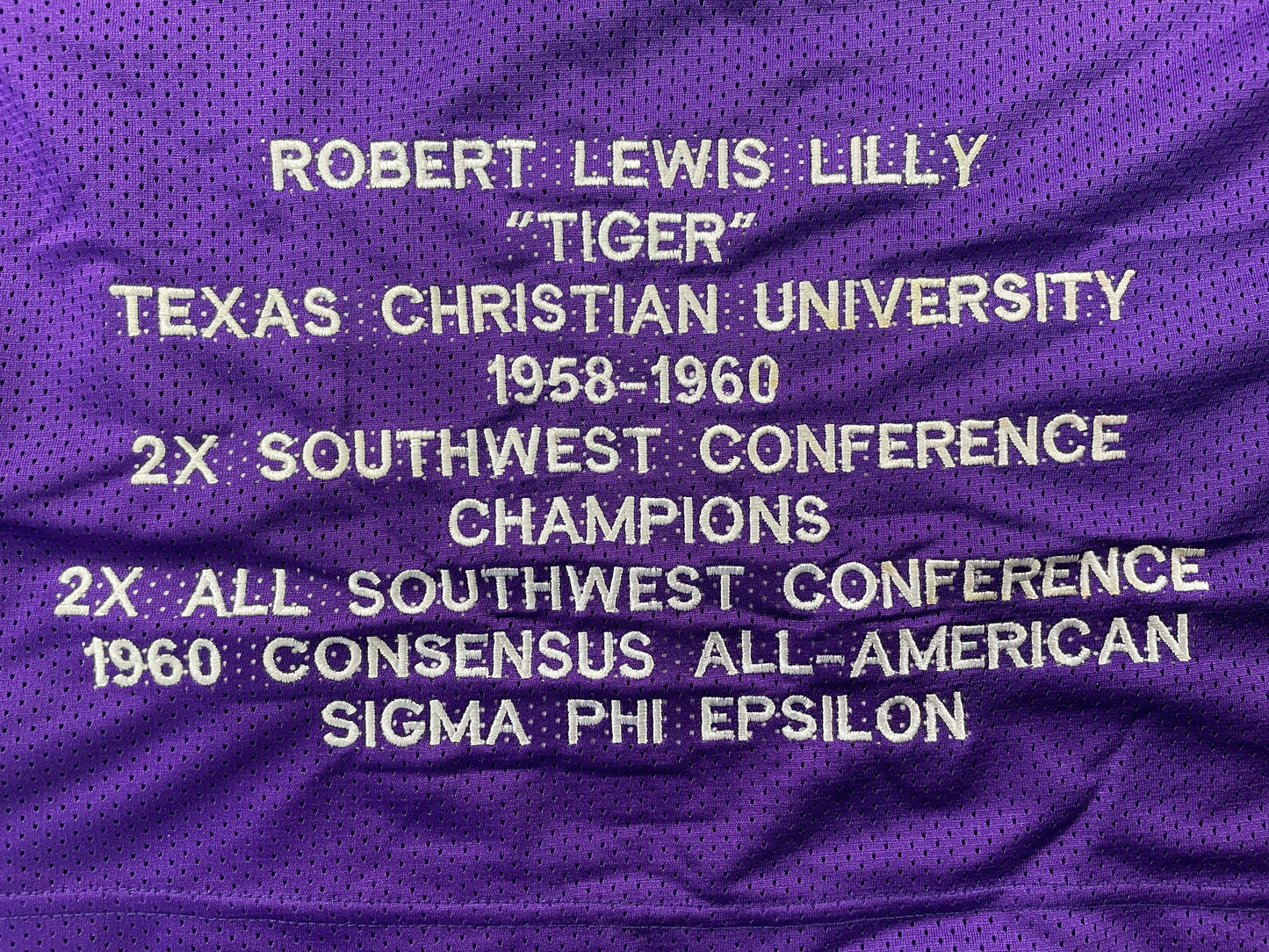BOB LILLY TCU HORNED FROGS SIGNED STAT JERSEY w/CHOF 81 Dallas Cowboys JSA