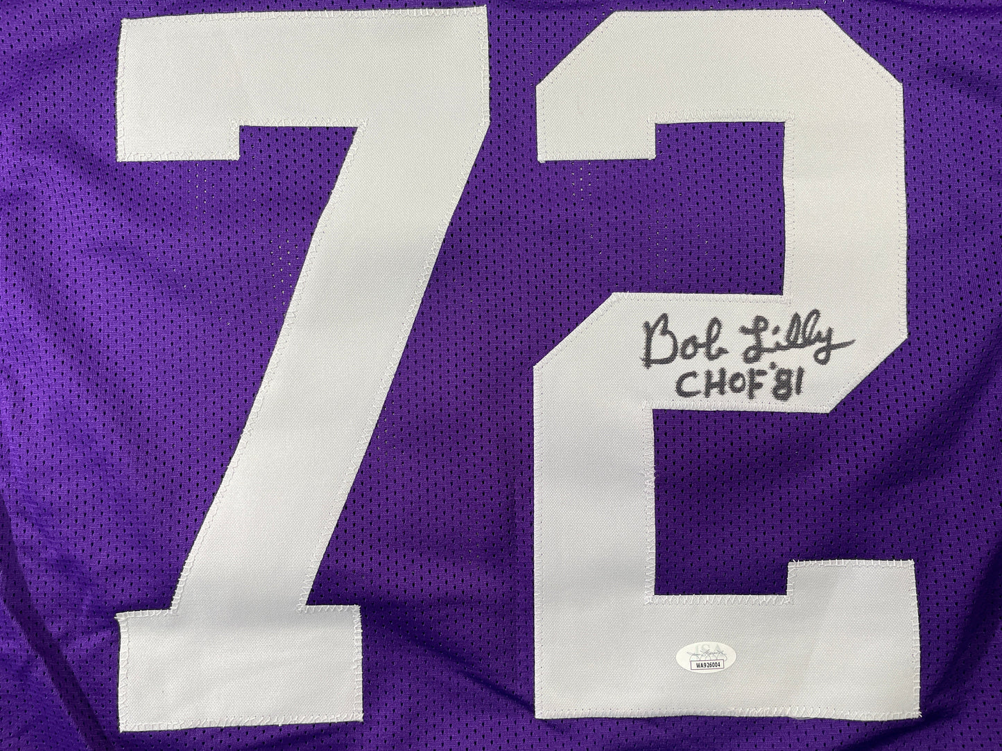 BOB LILLY TCU HORNED FROGS SIGNED STAT JERSEY w/CHOF 81 Dallas Cowboys JSA