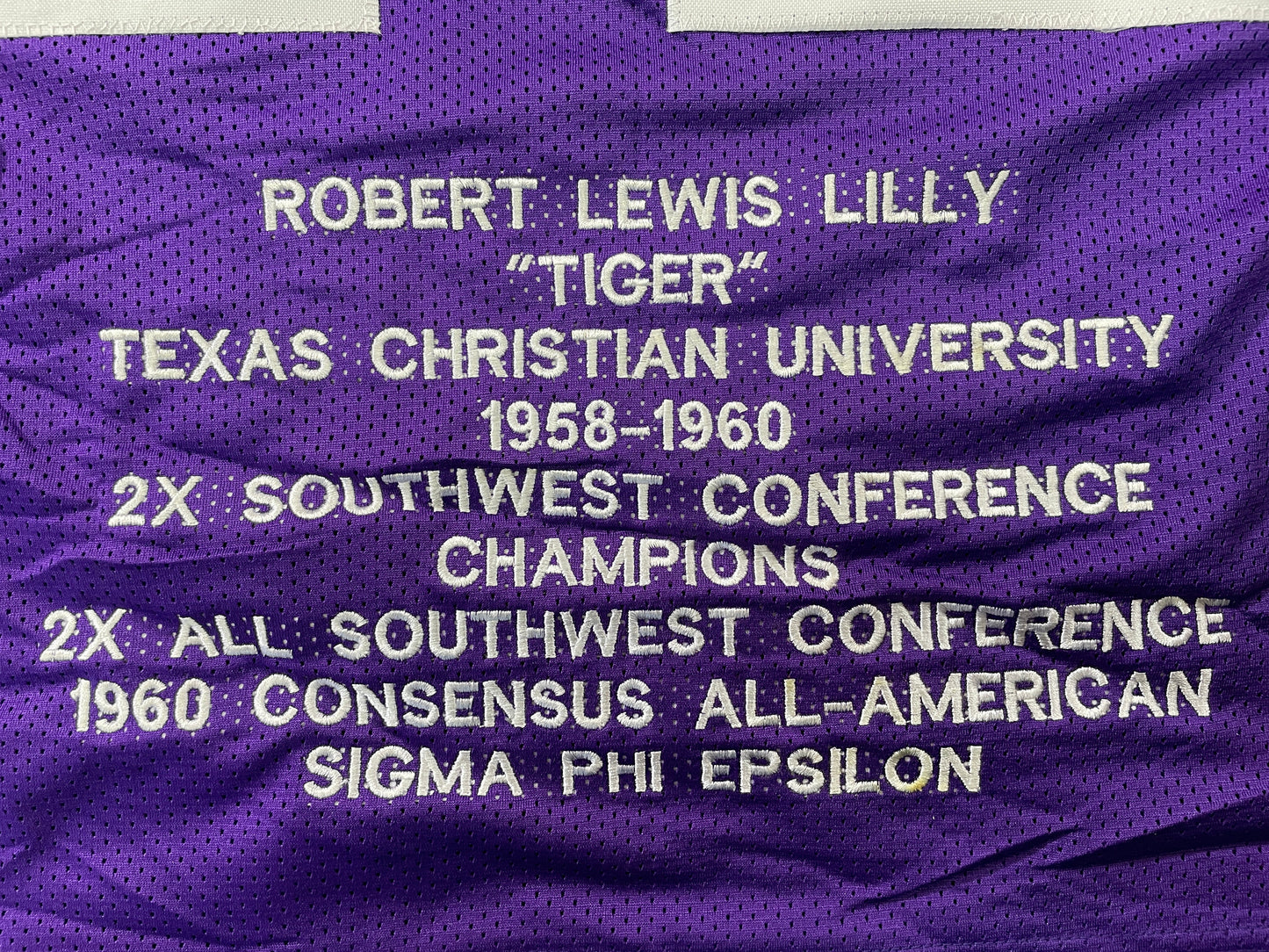 BOB LILLY TCU HORNED FROGS SIGNED STAT JERSEY w/CHOF 81 Dallas Cowboys JSA