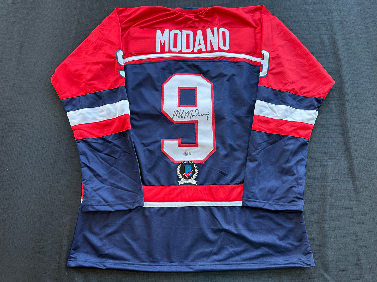 MIKE MODANO SIGNED BLUE RED HOCKEY JERSEY TEAM USA BAS COA