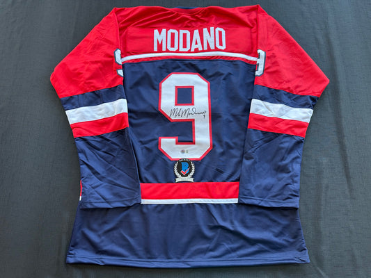 MIKE MODANO SIGNED BLUE RED HOCKEY JERSEY TEAM USA BAS COA