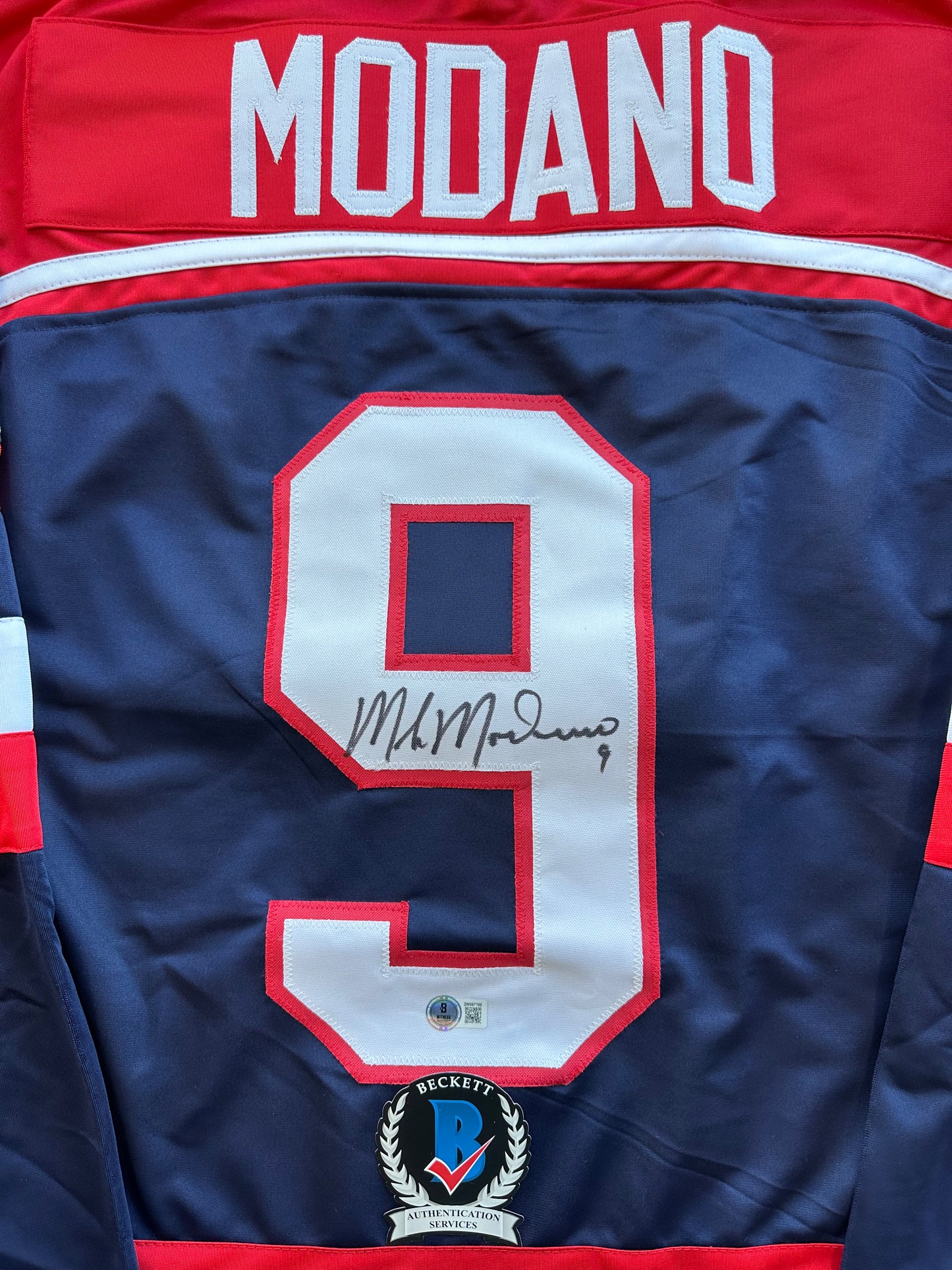 MIKE MODANO SIGNED BLUE RED HOCKEY JERSEY TEAM USA BAS COA