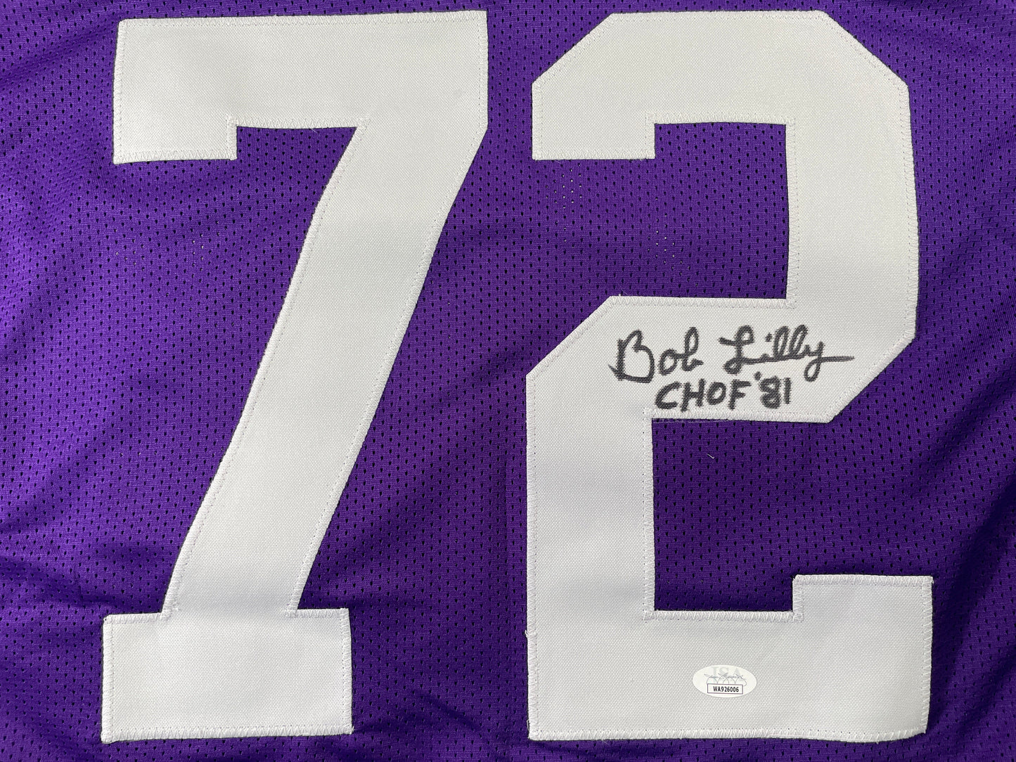 BOB LILLY TCU HORNED FROGS SIGNED STAT JERSEY w/CHOF 81 Dallas Cowboys JSA