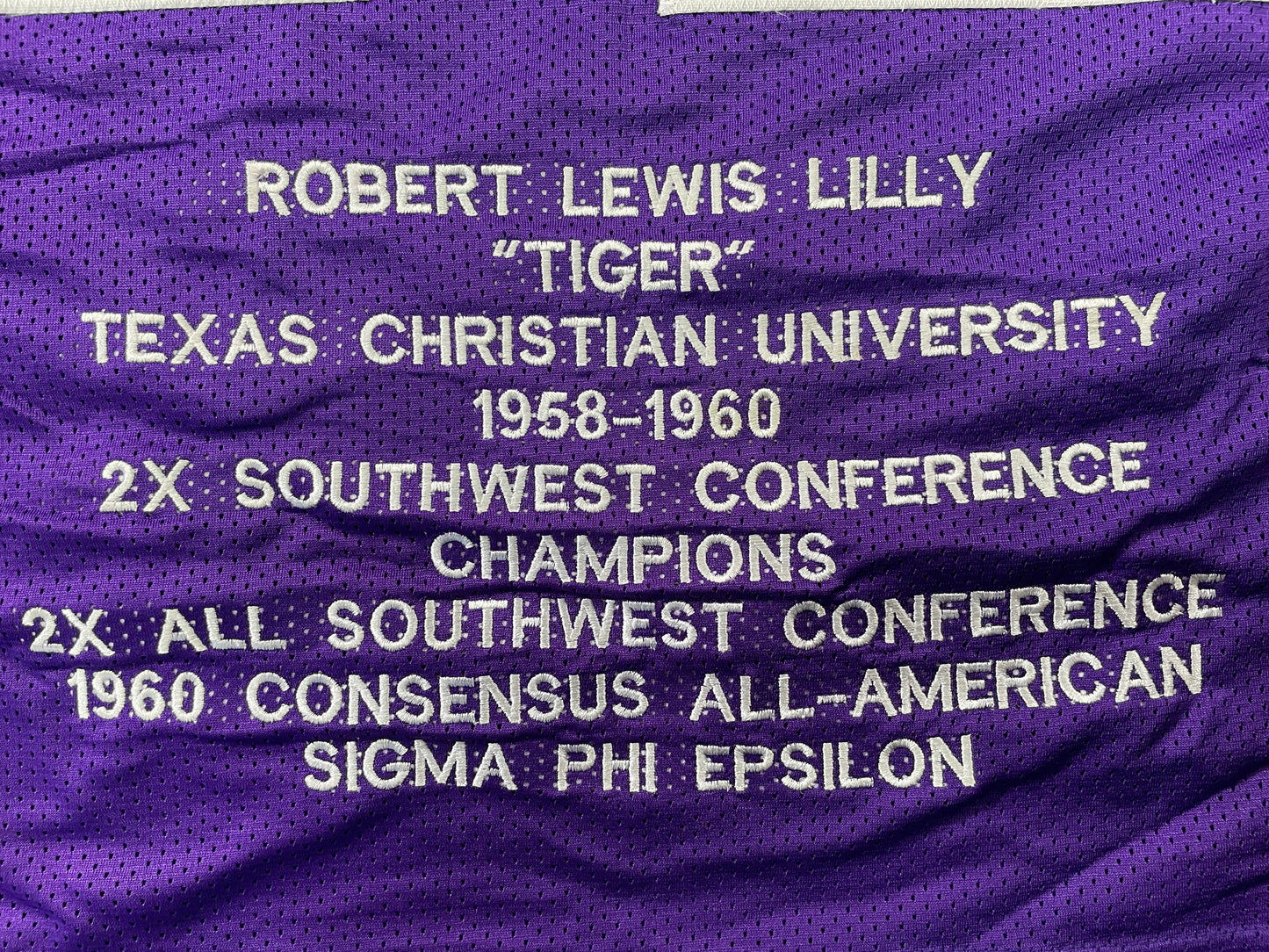 BOB LILLY TCU HORNED FROGS SIGNED STAT JERSEY w/CHOF 81 Dallas Cowboys JSA