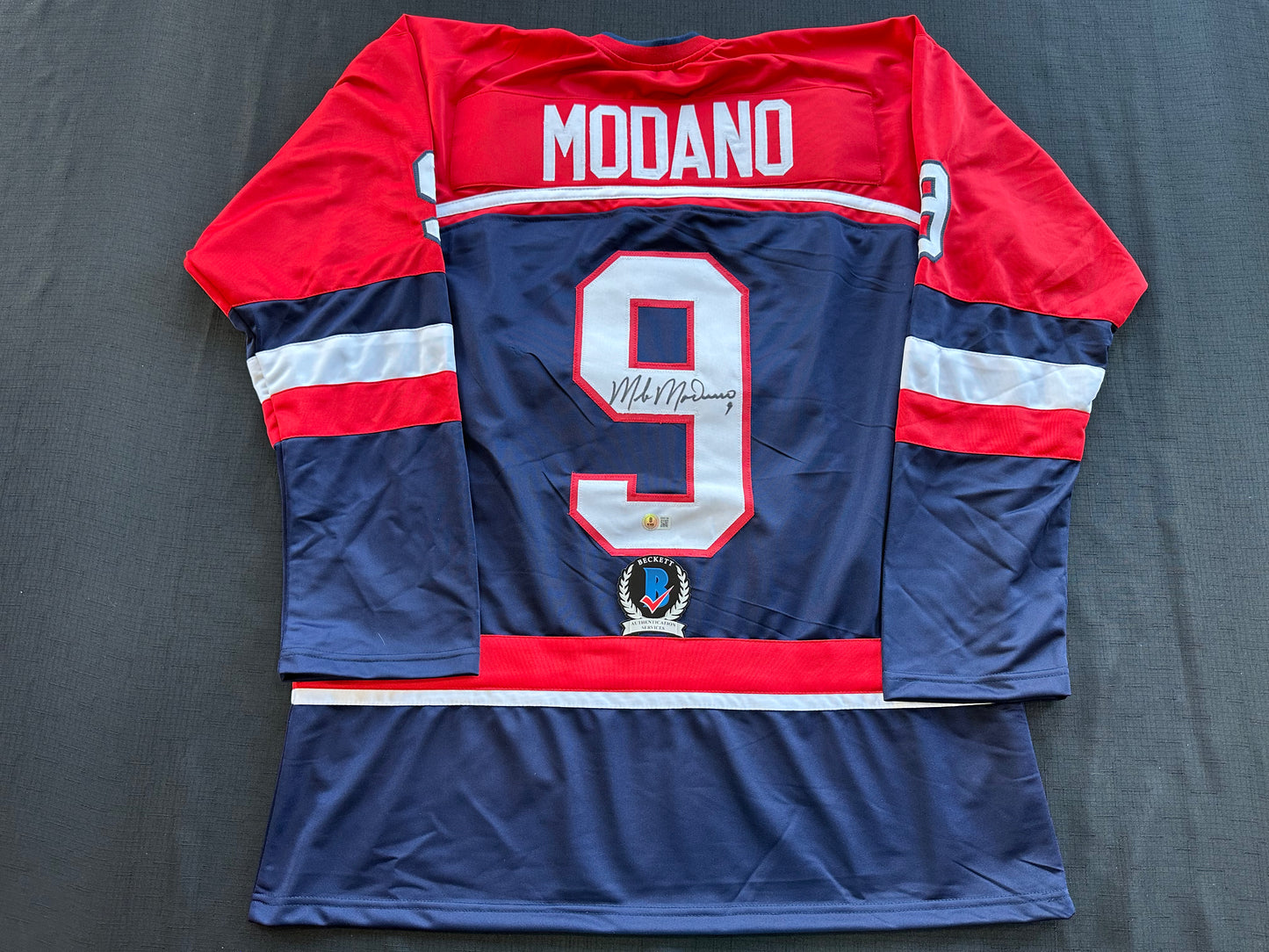 MIKE MODANO SIGNED BLUE RED HOCKEY JERSEY TEAM USA BAS COA