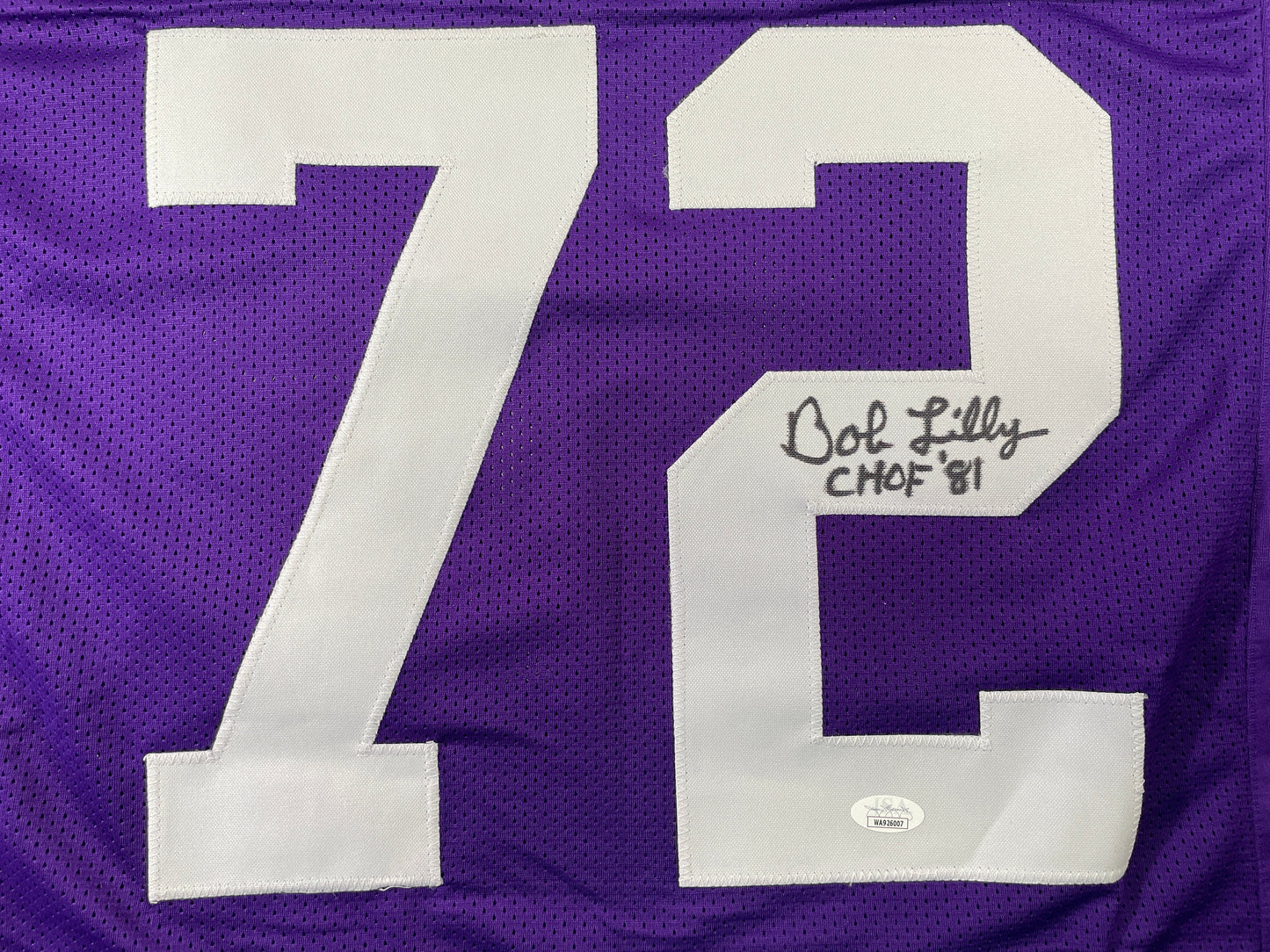 BOB LILLY TCU HORNED FROGS SIGNED STAT JERSEY w/CHOF 81 Dallas Cowboys JSA