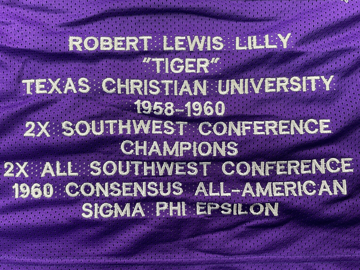 BOB LILLY TCU HORNED FROGS SIGNED STAT JERSEY w/CHOF 81 Dallas Cowboys JSA