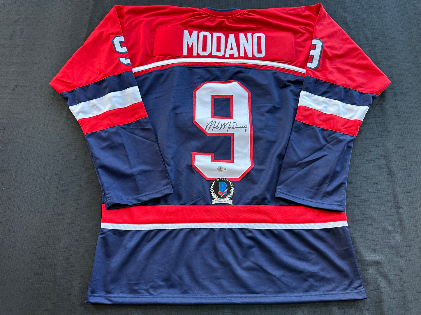 MIKE MODANO SIGNED BLUE RED HOCKEY JERSEY TEAM USA BAS COA