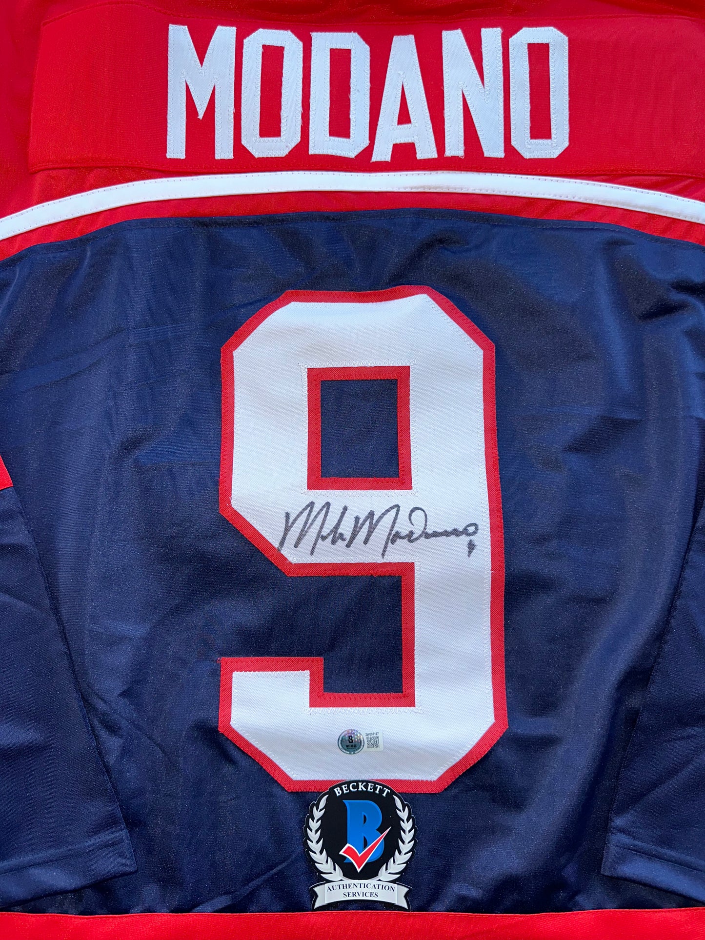 MIKE MODANO SIGNED BLUE RED HOCKEY JERSEY TEAM USA BAS COA