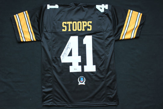 BOB STOOPS IOWA HAWKEYES SIGNED JERSEY Oklahoma OU Sooners BAS COA