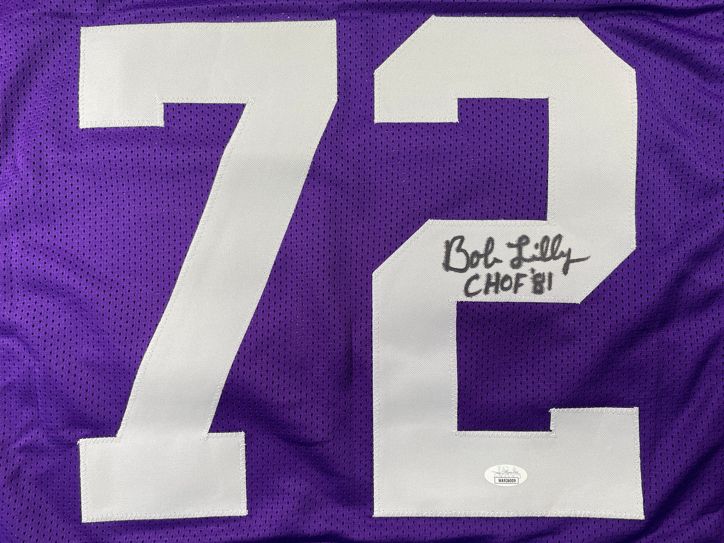 BOB LILLY TCU HORNED FROGS SIGNED STAT JERSEY w/CHOF 81 Dallas Cowboys JSA