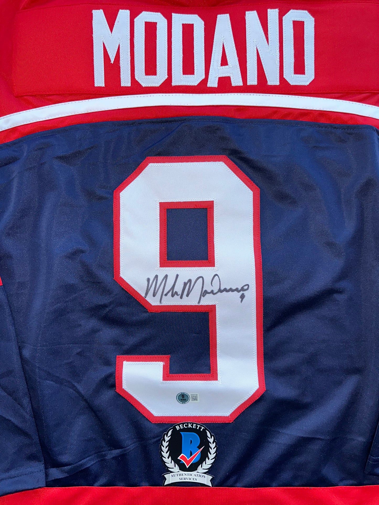 MIKE MODANO SIGNED BLUE RED HOCKEY JERSEY TEAM USA BAS COA