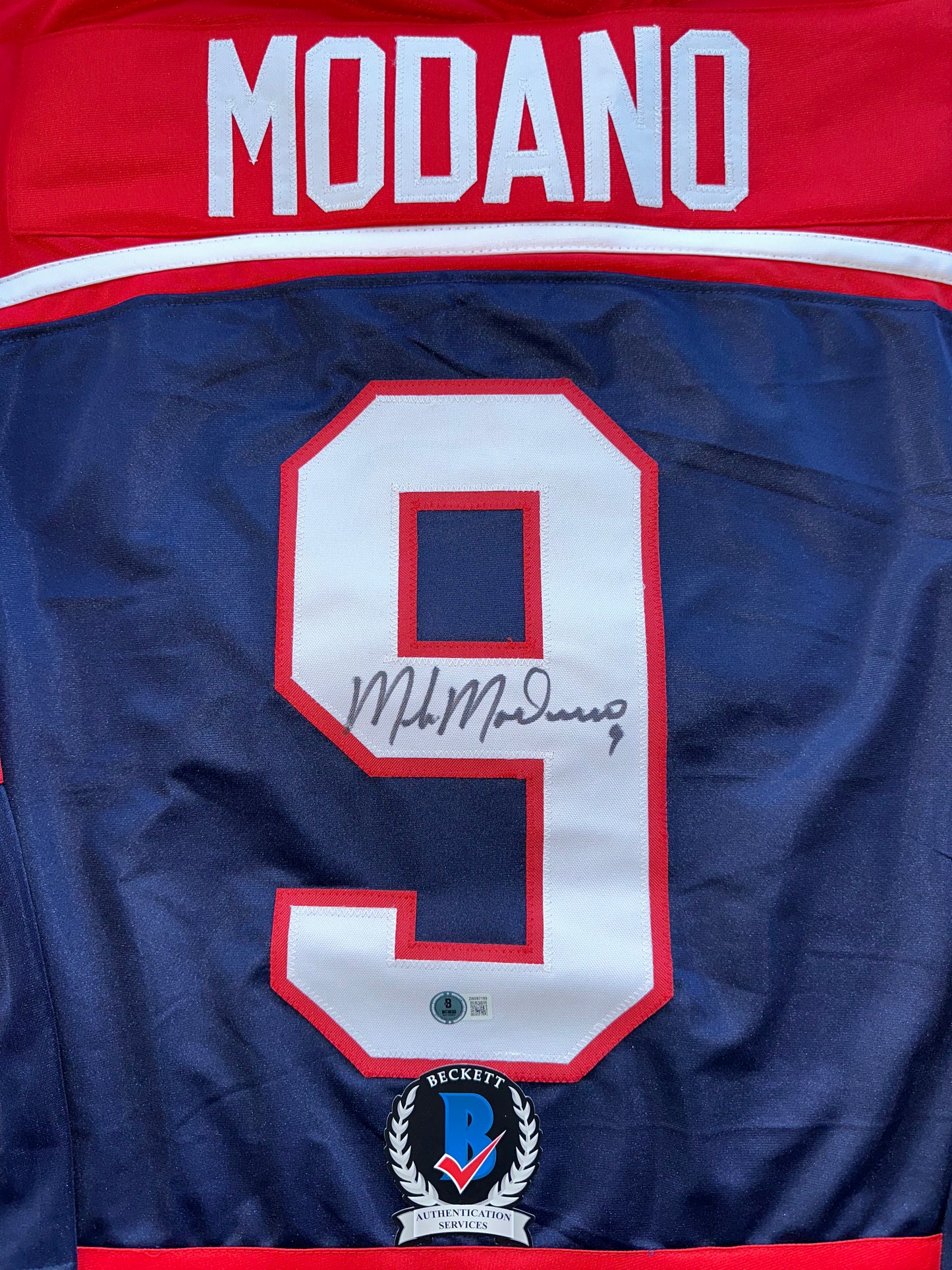 MIKE MODANO SIGNED BLUE RED HOCKEY JERSEY TEAM USA BAS COA