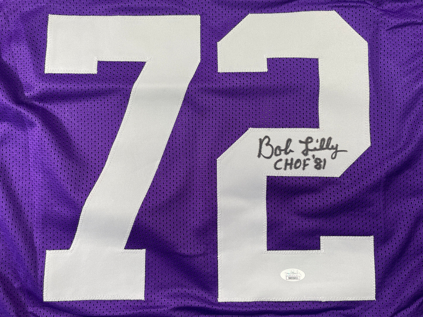 BOB LILLY TCU HORNED FROGS SIGNED STAT JERSEY w/CHOF 81 Dallas Cowboys JSA